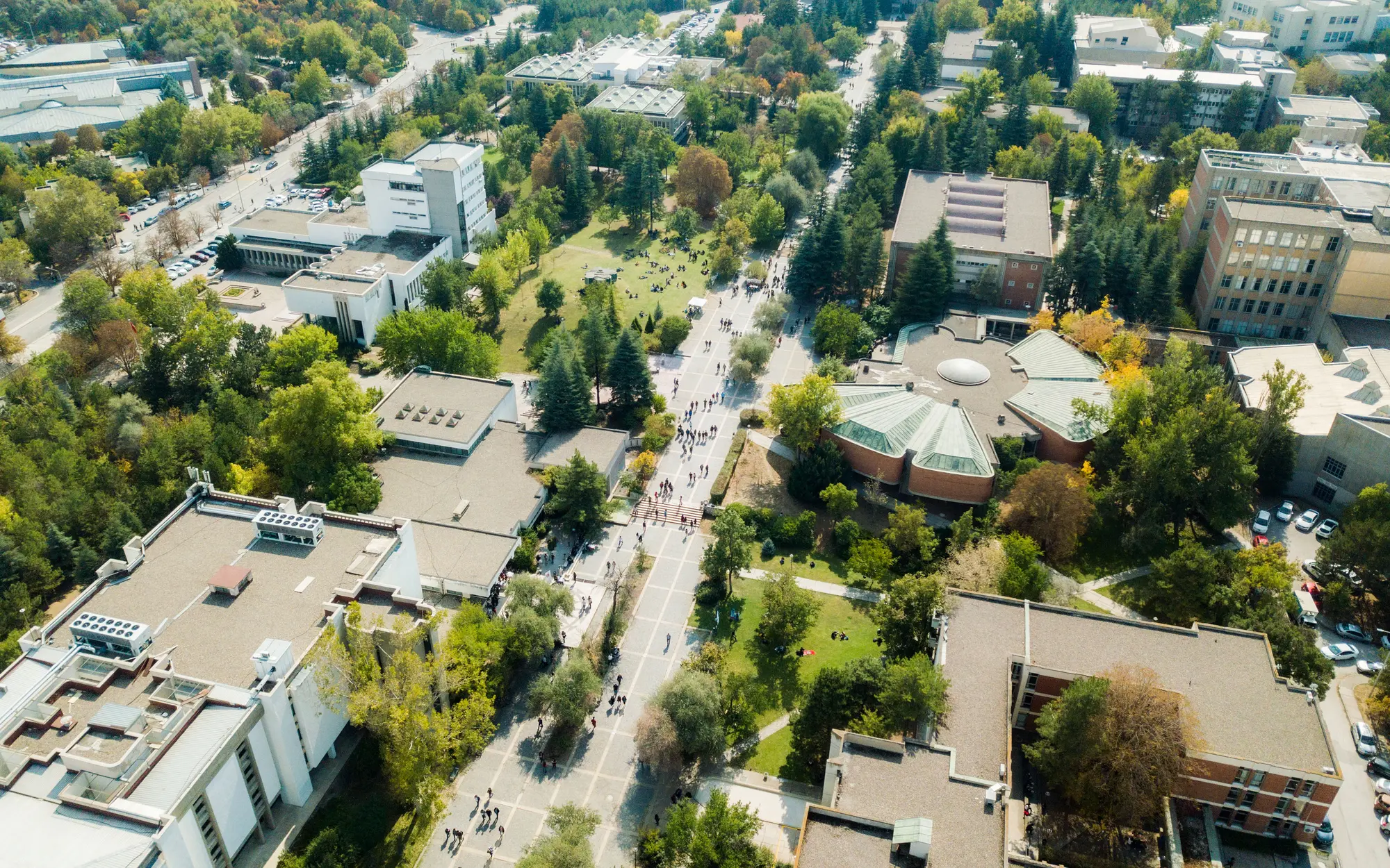 Aerial view of the Middle East Technical University campus in Ankara, Türkiye
